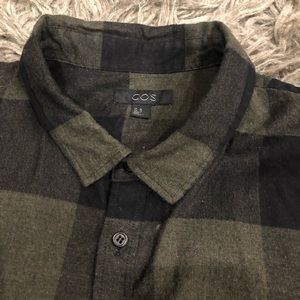 COS XL green and black check flannel shirt